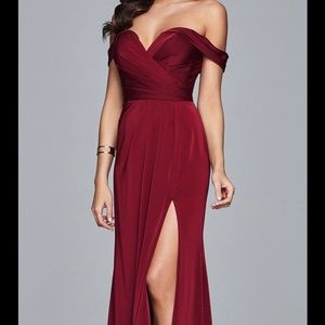 Wine Faviana Couture Faille Stretch Satin Dress